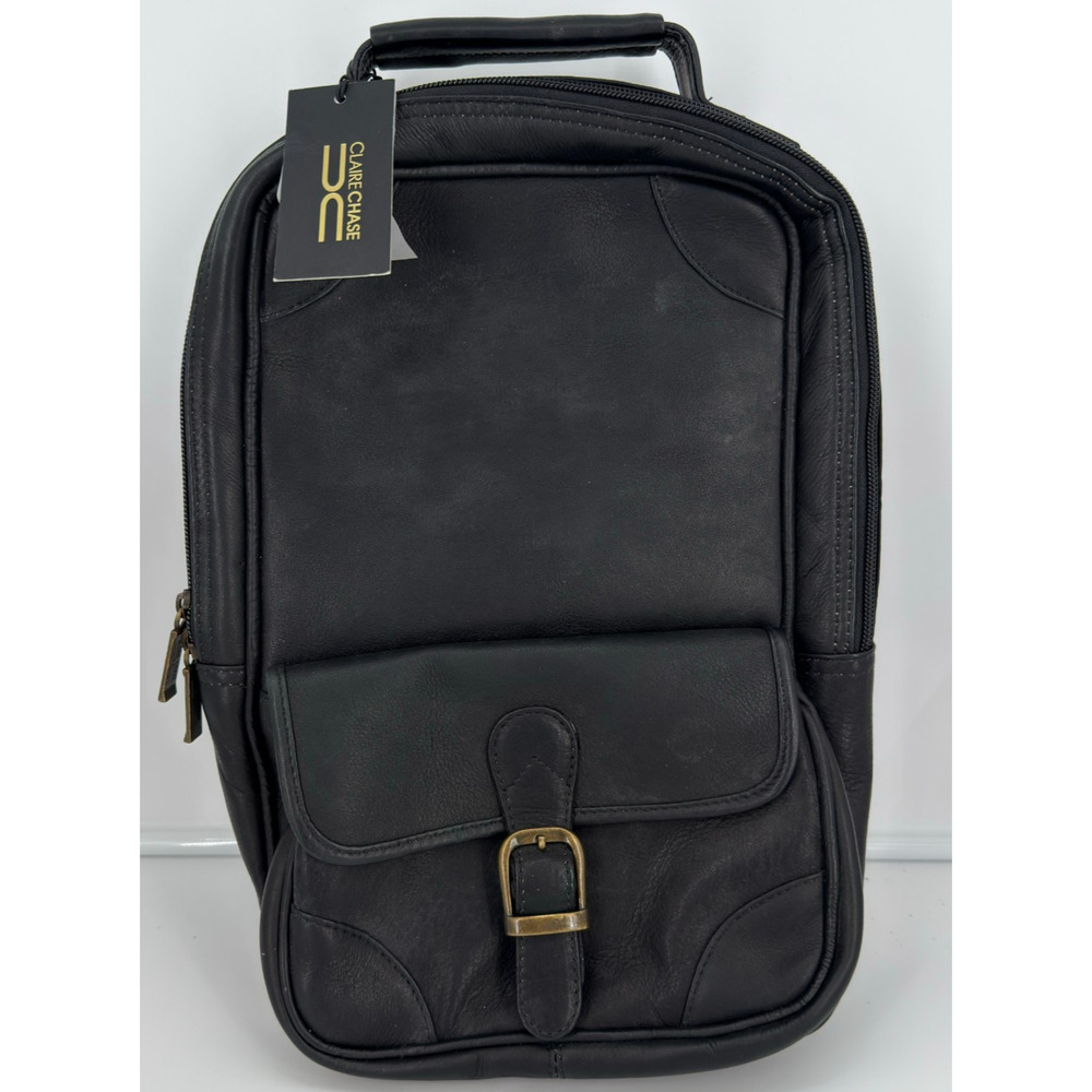 New With Tags Claire Chase Leather Golf Shoe Bag Cafe Black 14”x 8.5”x5”